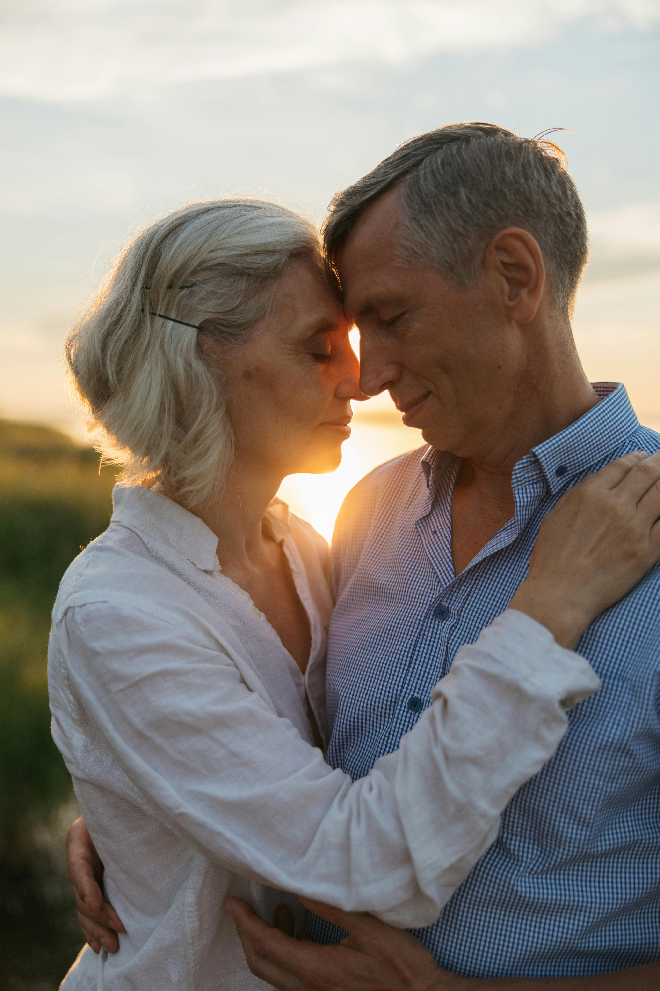 Couple Hugging Sunset